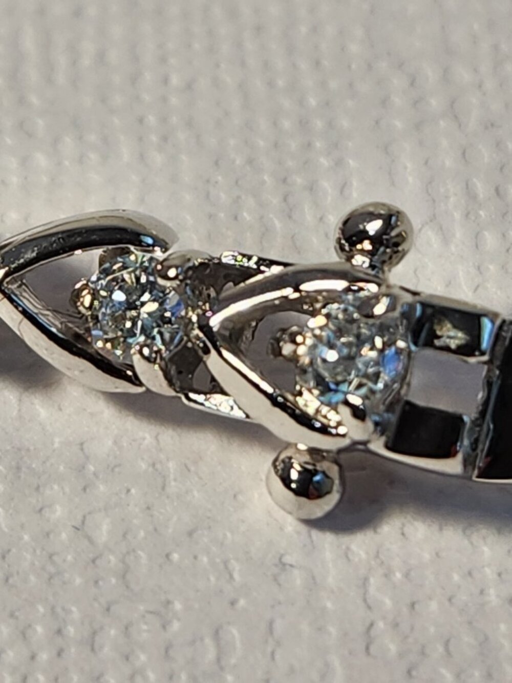 ITALY VTG True VTG 10K White Gold Heart Link Tennis Bracelet 7” 10.81g - Picture 11 of 14
